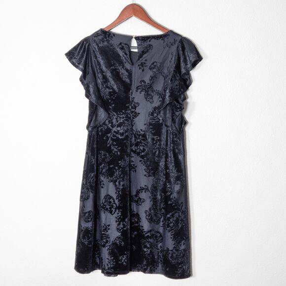 Apt. 9 Women’s Dress Dark Academia Velvet Romantic Noir Burnout Floral Size L - Picture 2 of 8